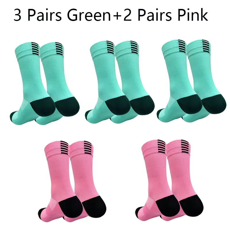 5 Pairs Professional Cycling Socks Men's Outdoor Sports Quick-Drying Bicycle Socks Sweat Absorbing Breathable Running Socks