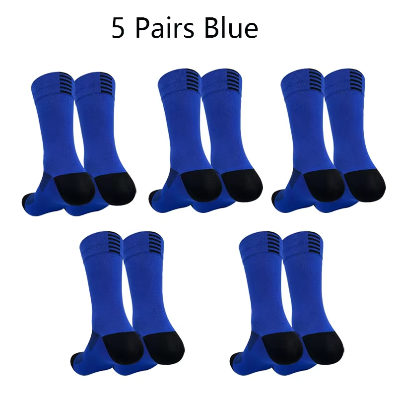 5 Pairs Professional Cycling Socks Men's Outdoor Sports Quick-Drying Bicycle Socks Sweat Absorbing Breathable Running Socks