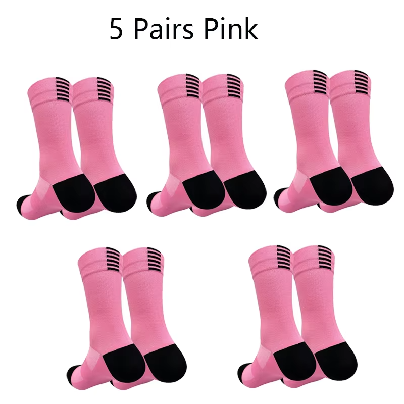 5 Pairs Professional Cycling Socks Men's Outdoor Sports Quick-Drying Bicycle Socks Sweat Absorbing Breathable Running Socks