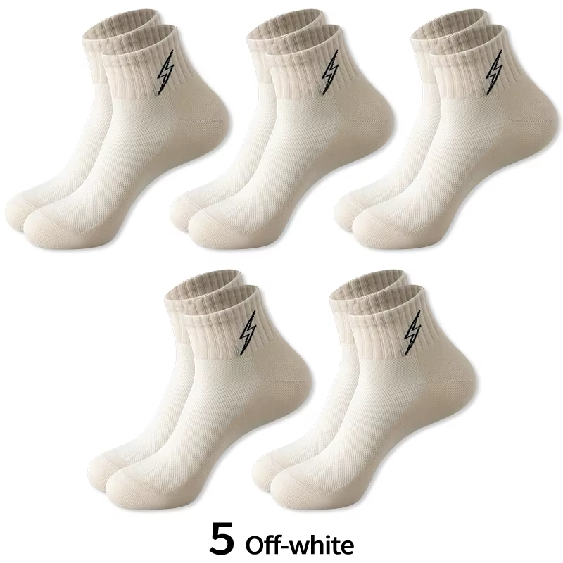 Cotton Cushion Socks Men Quarter Ankle Athletic Running Hiking Breathable Performance Ventilation Sports 5 Pairs