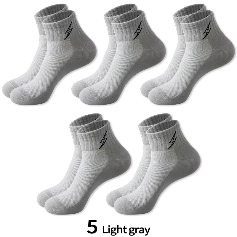 Cotton Cushion Socks Men Quarter Ankle Athletic Running Hiking Breathable Performance Ventilation Sports 5 Pairs