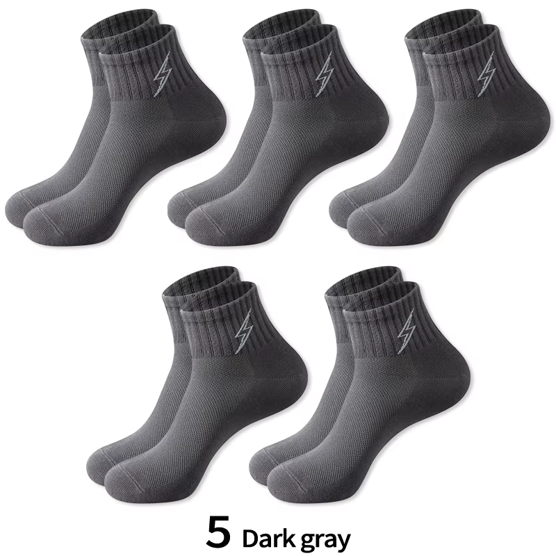 Cotton Cushion Socks Men Quarter Ankle Athletic Running Hiking Breathable Performance Ventilation Sports 5 Pairs