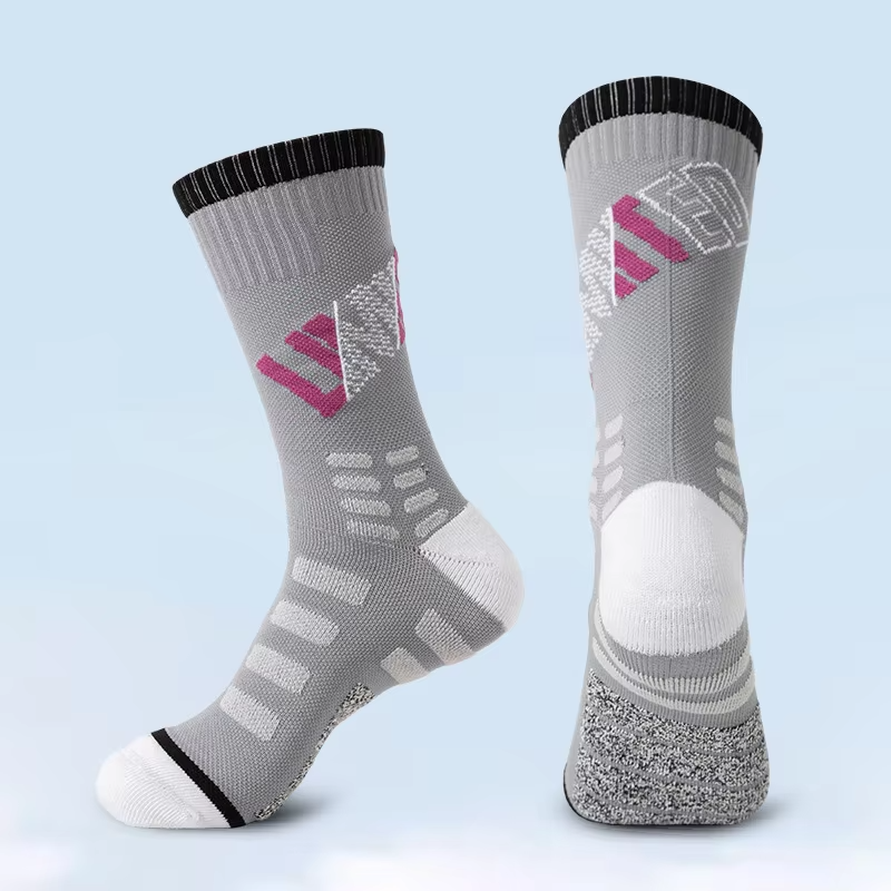 WRELS 1/2/3 Pairs Basketball Sports Socks Men Anti Slip Towel Bottom Socks Shock-Absorbing Breathable Running Compression Socks