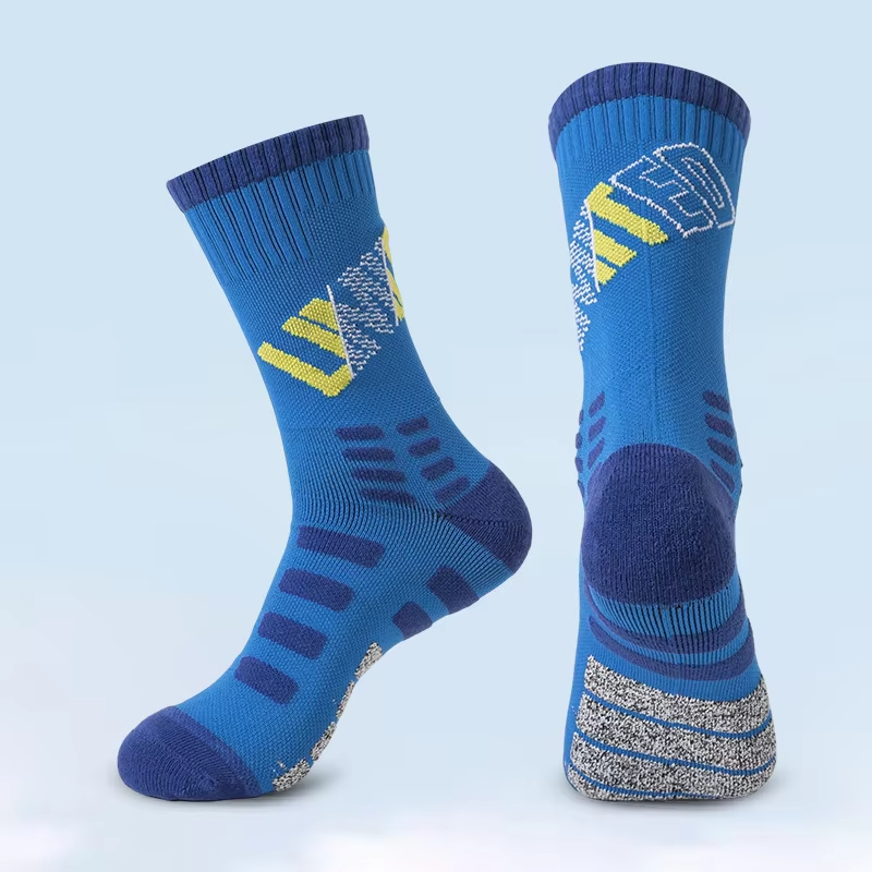 WRELS 1/2/3 Pairs Basketball Sports Socks Men Anti Slip Towel Bottom Socks Shock-Absorbing Breathable Running Compression Socks